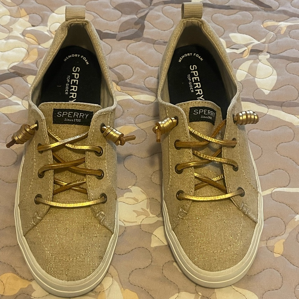 Sperry Glittery Gold and Tan Casual Shoes